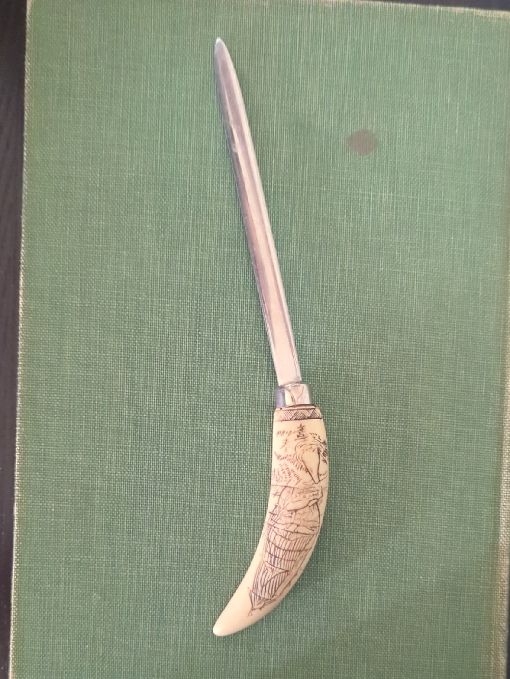 Vintage Ivory Nautical Engraved  Envelope Opener